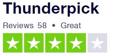 Thunderpick Great rate over 58 votes on Trustpilot